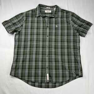 Original Penguin Mens XXL Green Plaid Short Sleeve Button Down Classic Fit Shirt